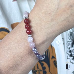 Bransoletka z ametystu, agatu i kwarcu różowego kamienie naturalne 8 mm kamienie szlachytny Bransoletka z ametystu, agatu i kwarcu różowego