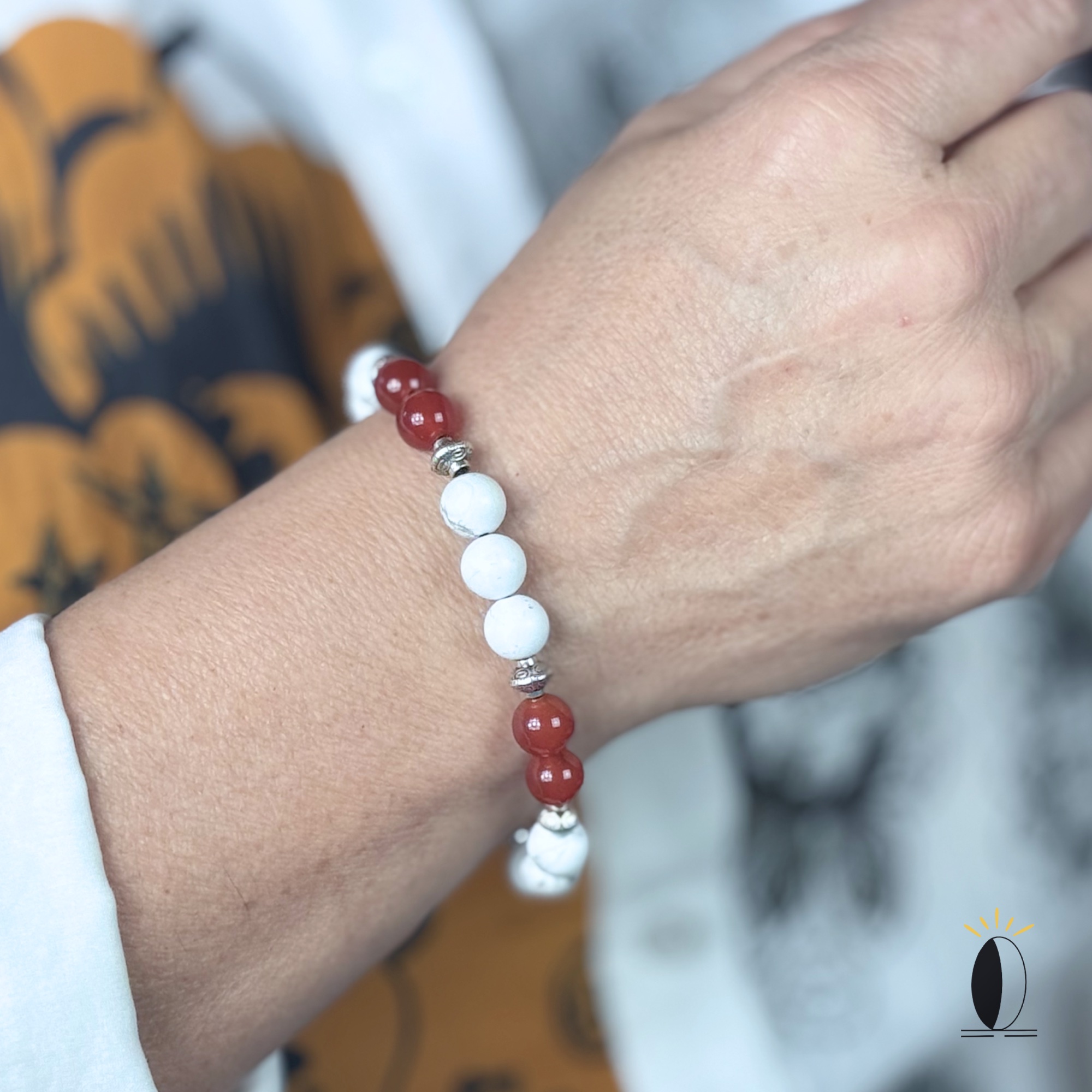 Bransoletka z howlitu i czerwonego agatu kamienie szlachytny Bransoletka z howlitu i czerwonego agatu - obrazek 5