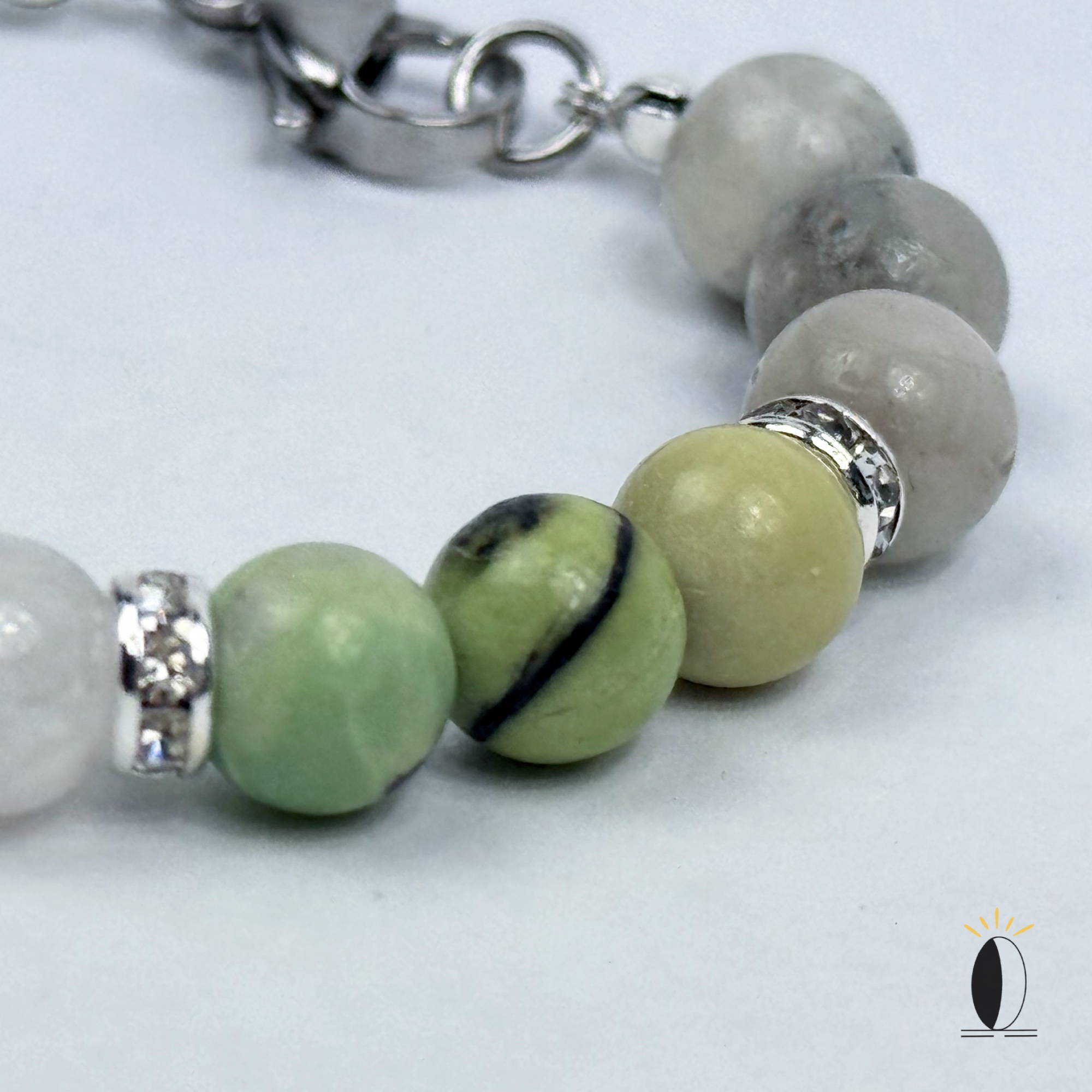 Bransoletka z kamieniami naturalnymi: księżycowy, chryzopraz, amazonit kamienie szlachytny Bransoletka z kamieniami naturalnymi: księżycowy, chryzopraz, amazonit - obrazek 3