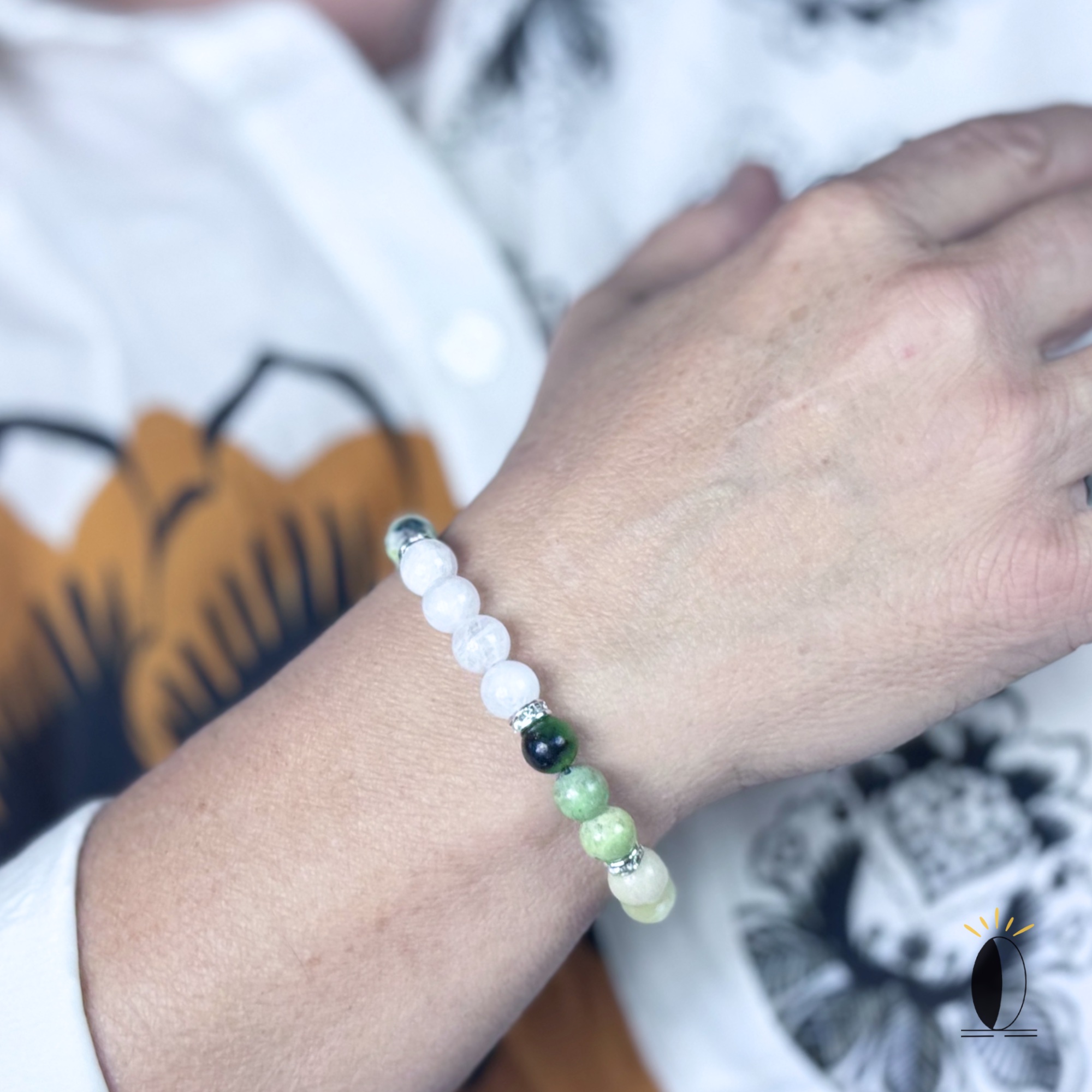 Bransoletka z kamieniami naturalnymi: księżycowy, chryzopraz, amazonit kamienie szlachytny Bransoletka z kamieniami naturalnymi: księżycowy, chryzopraz, amazonit - obrazek 6