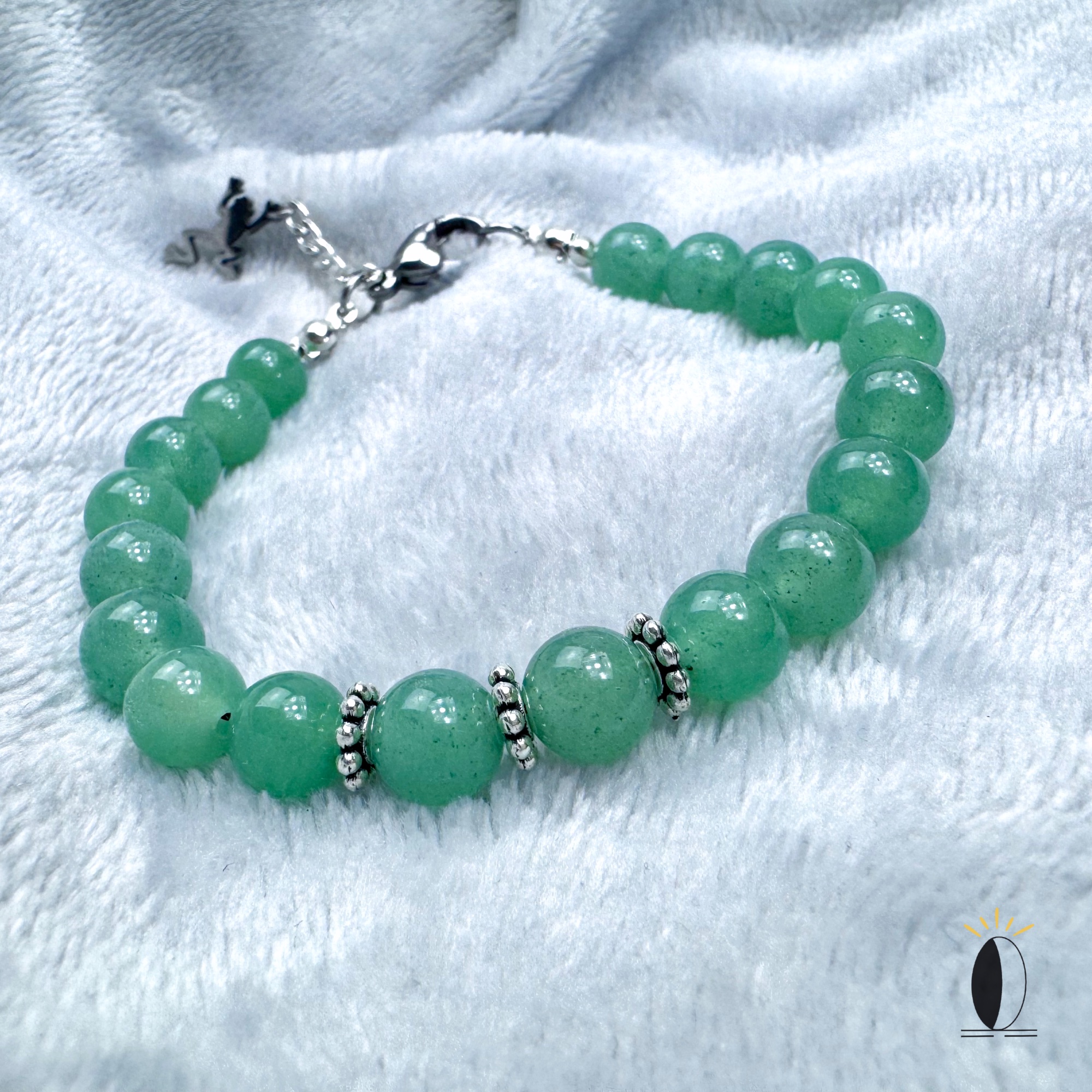 Bransoletka z awenturynem i zawieszką serce kamienie szlachytny Bransoletka z awenturynem i zawieszką serce - obrazek 2