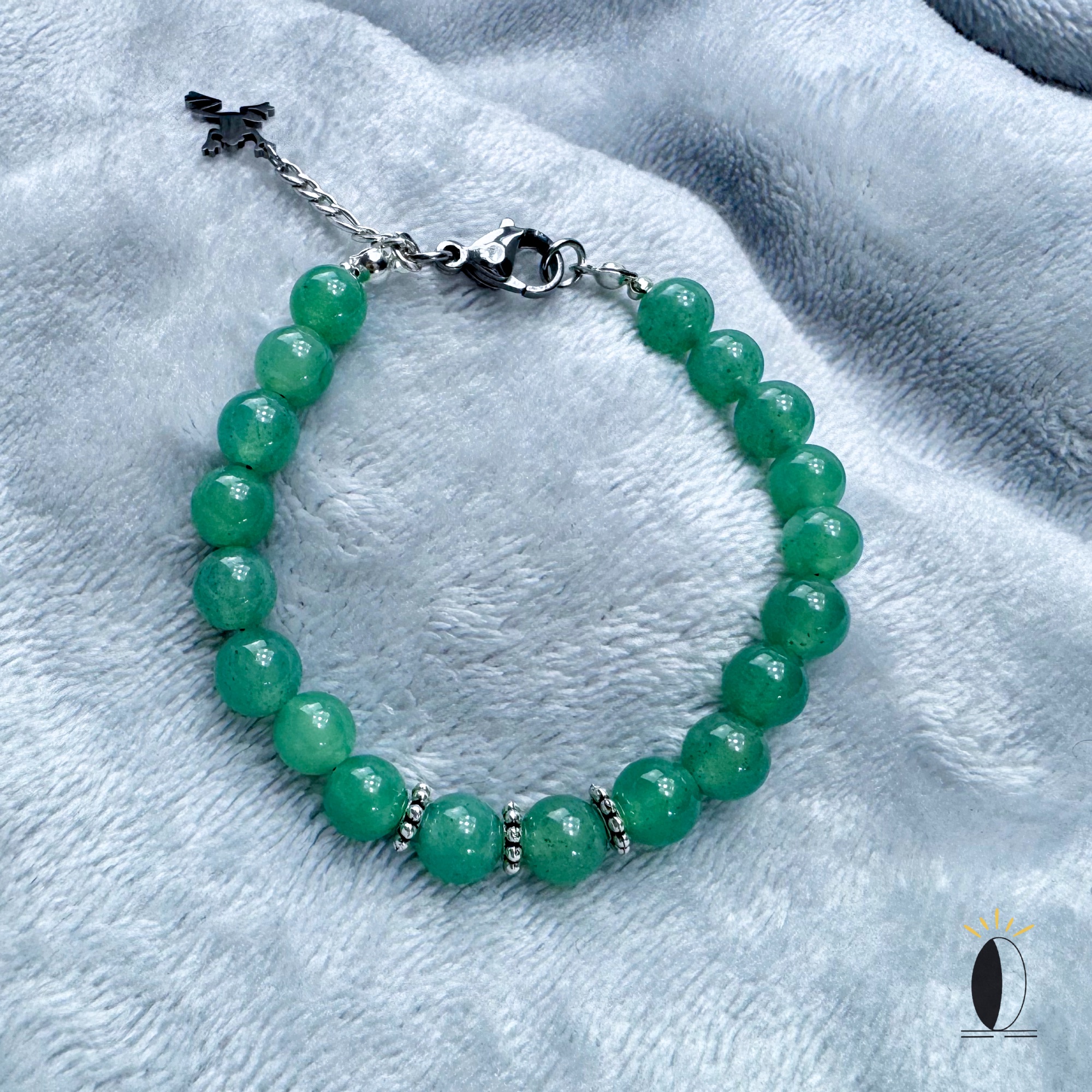 Bransoletka z awenturynem i zawieszką serce kamienie szlachytny Bransoletka z awenturynem i zawieszką serce - obrazek 3