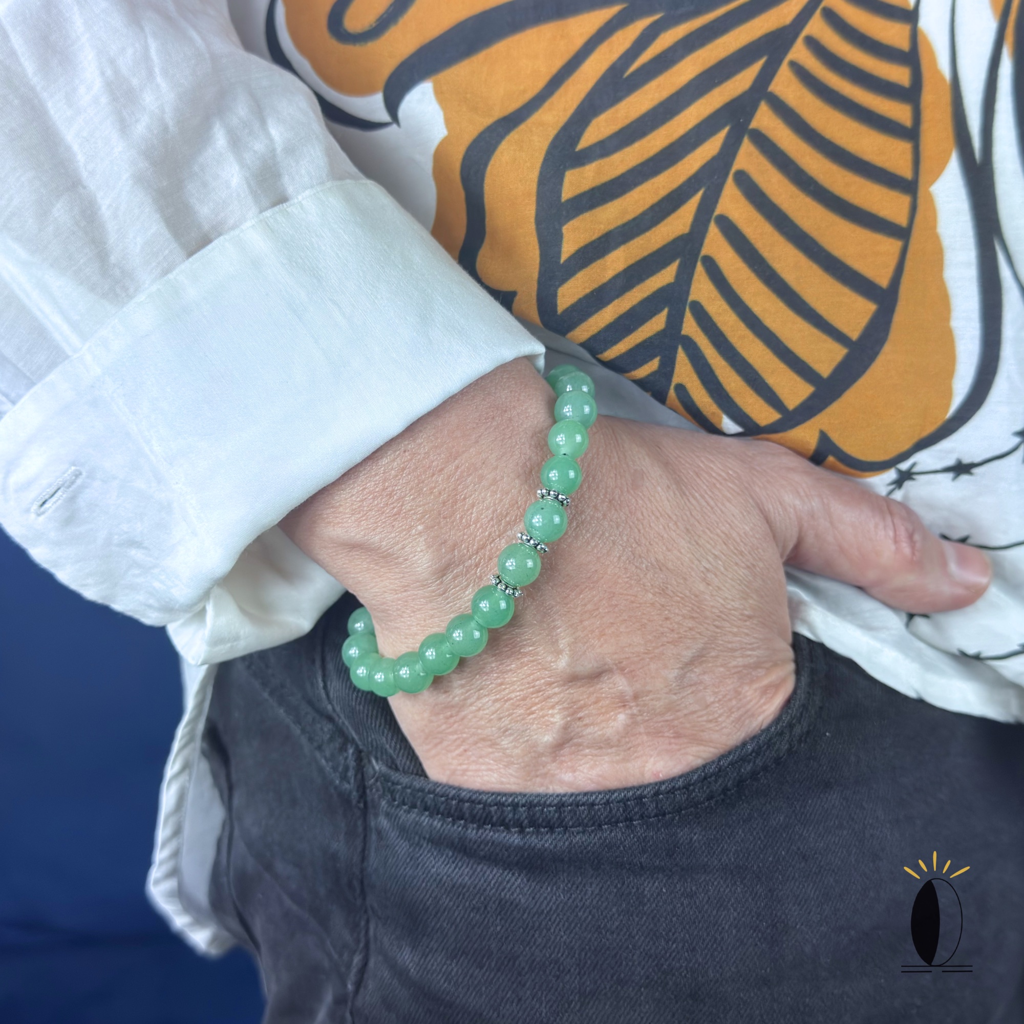 Bransoletka z awenturynem i zawieszką serce kamienie szlachytny Bransoletka z awenturynem i zawieszką serce - obrazek 4