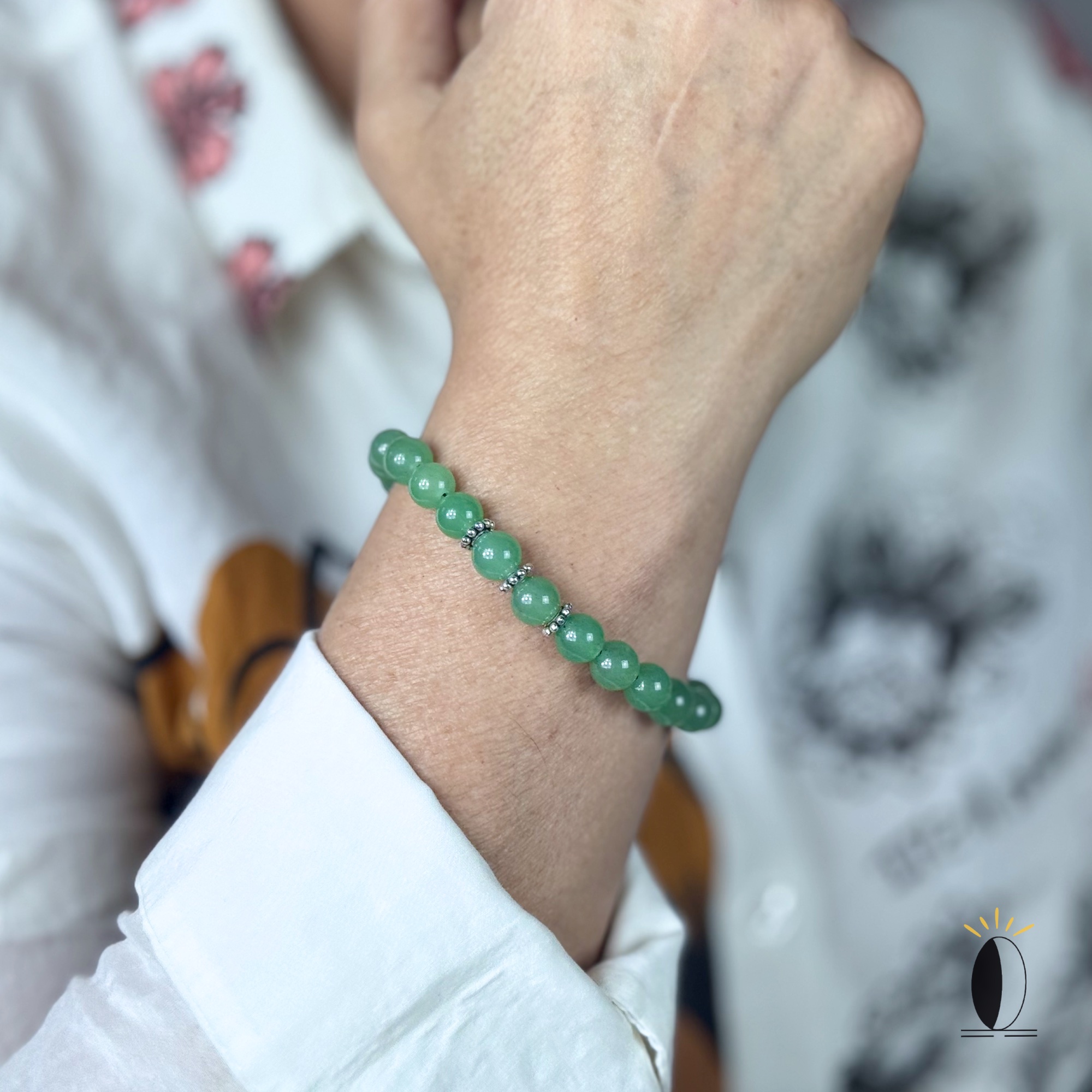 Bransoletka z awenturynem i zawieszką serce kamienie szlachytny Bransoletka z awenturynem i zawieszką serce - obrazek 5