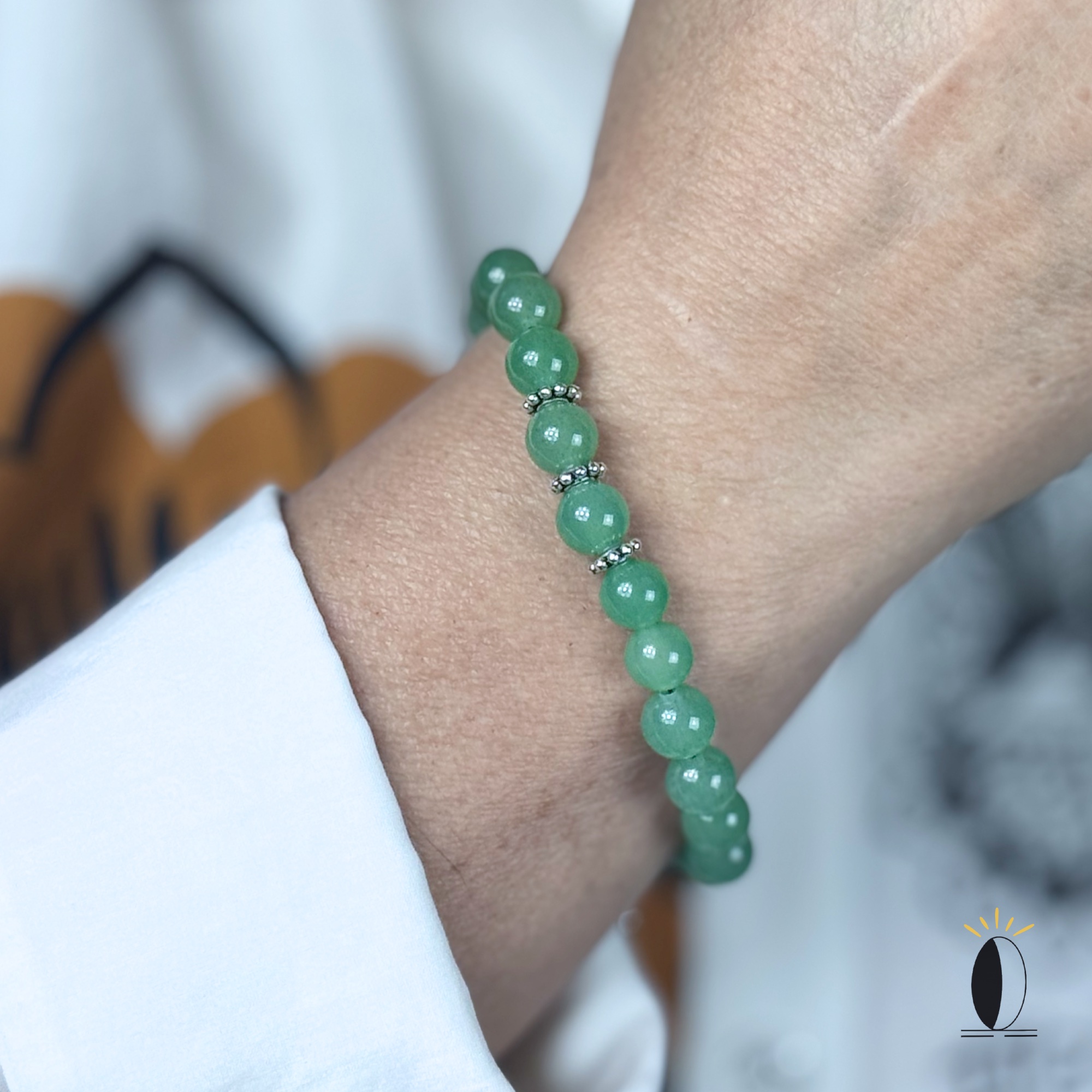 Bransoletka z awenturynem i zawieszką serce kamienie szlachytny Bransoletka z awenturynem i zawieszką serce