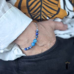 Bransoletka z apatytem i lapis-lazuli kamienie naturalne