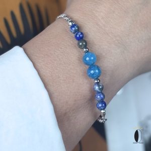 Bransoletka z apatytem i lapis-lazuli kamienie naturalne kamienie szlachytny Bransoletka z apatytem i lapis-lazuli kamienie naturalne