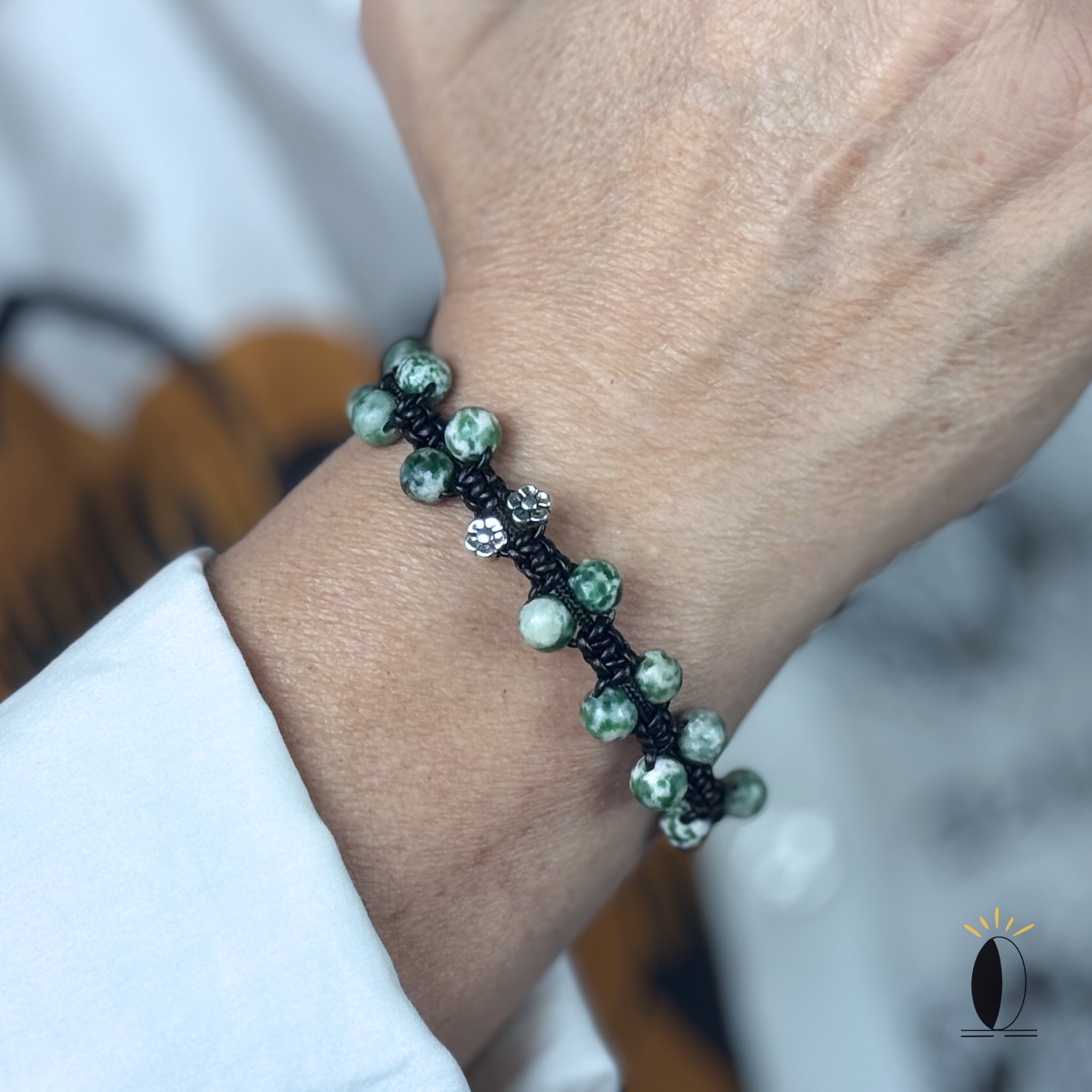 Pleciona bransoletka skórzana z jadeitem kamienie naturalne skórzany Bransoletka skórzana z kamieniami