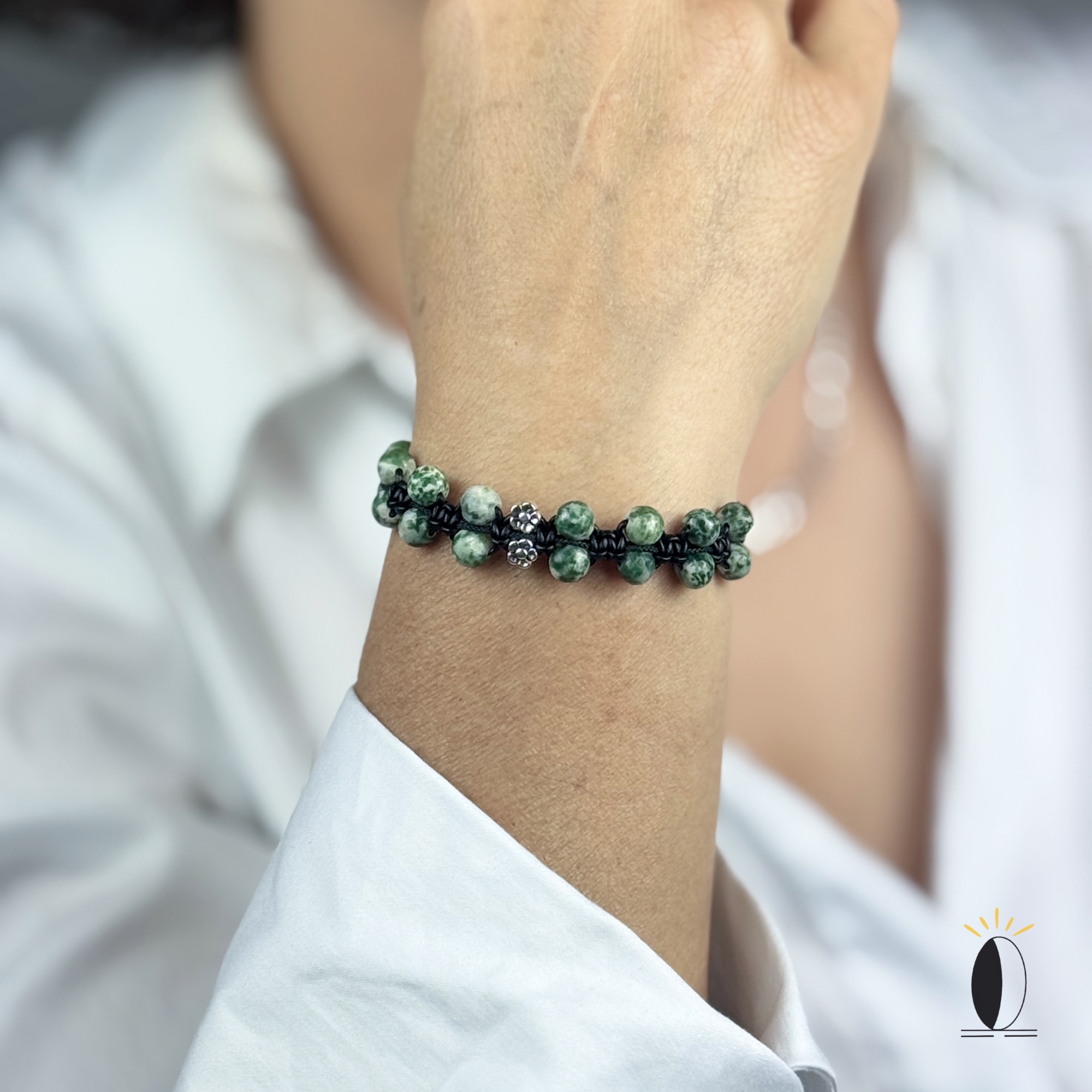 Pleciona bransoletka skórzana z jadeitem kamienie naturalne skórzany Bransoletka skórzana z kamieniami