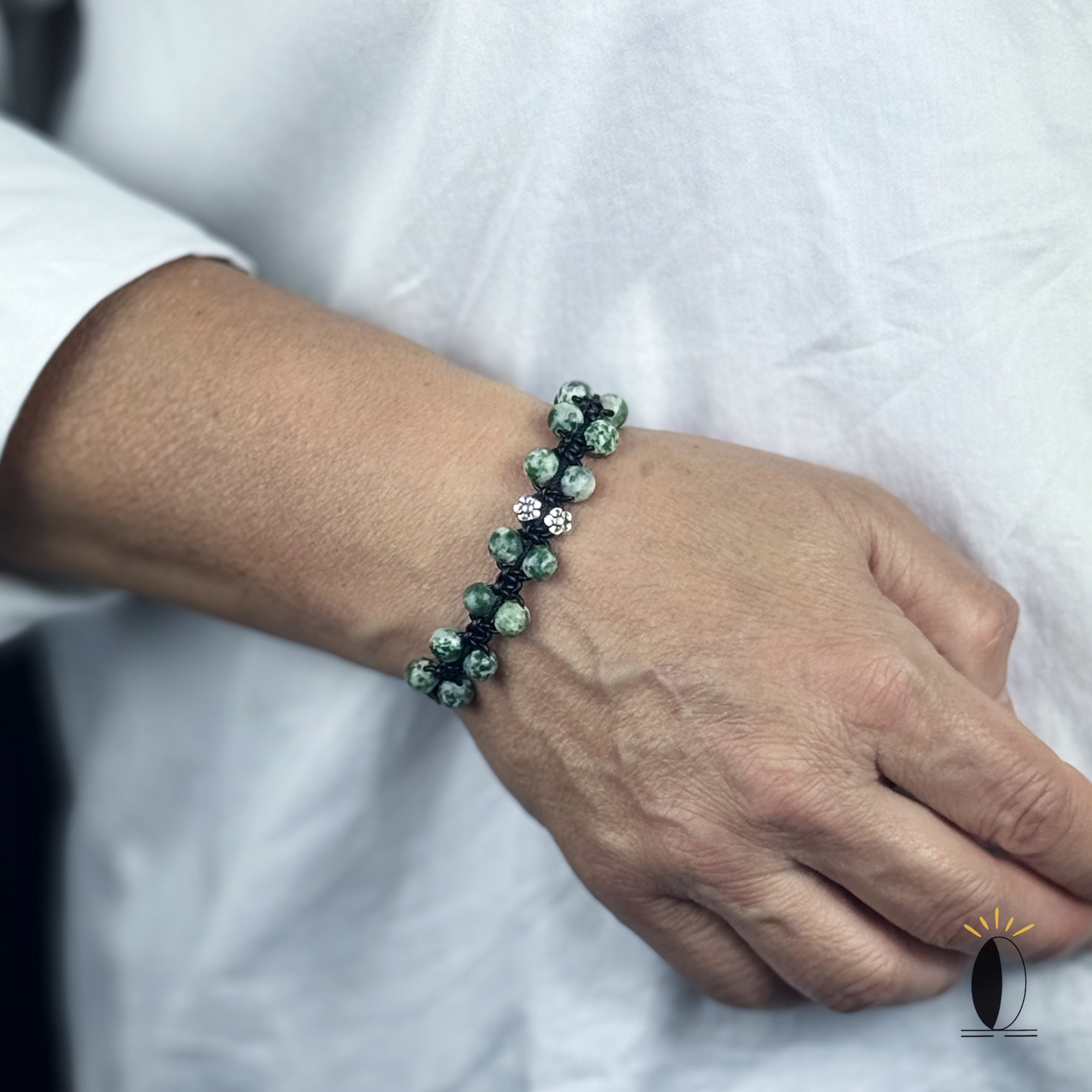 Pleciona bransoletka skórzana z jadeitem kamienie naturalne skórzany Bransoletka skórzana z kamieniami