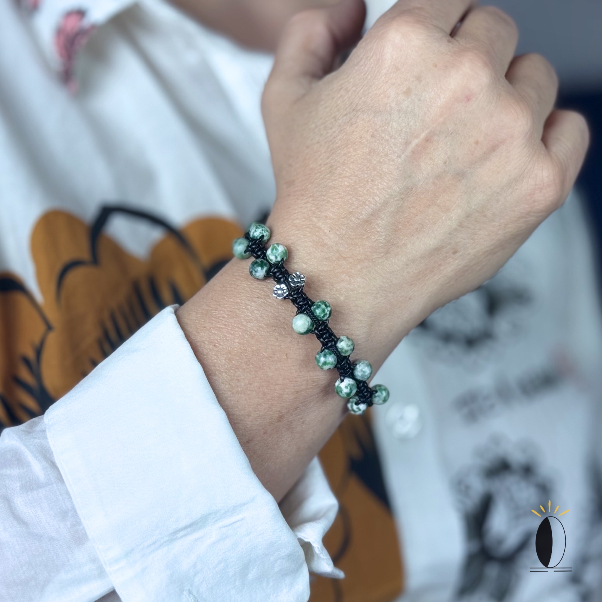 Pleciona bransoletka skórzana z jadeitem kamienie naturalne skórzany Bransoletka skórzana z kamieniami