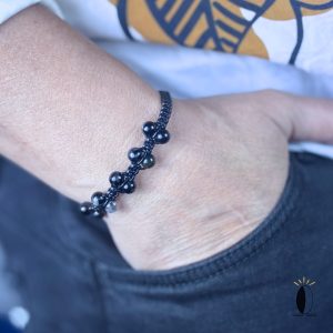 Pleciona bransoletka skórzana z turmalinem