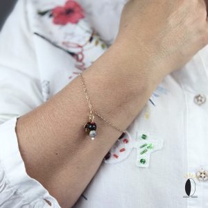 Złota bransoletka z ametystem i turmalinem kamienie szlachytny Złota bransoletka z ametystem i turmaliną